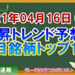 【株価予想】2021年04月16日(金)の注目銘柄ランキング【金十字まどか】