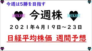 【今週株】今週の日経平均株価予想　2021年4月19日～23日　今週も日経平均株価は3万円を超えない(/・ω・)/