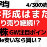 【反発：日経平均チャート分析と予想：4/30】天井形成はまだ！今後の動きを左右するのは米国株！？マザーズは？AIinsideは？今後の売買戦略について解説しました。