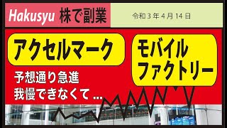 【株で副業】アクセルマーク　予想通り急進、我慢できなくて…　モバイルファクトリー