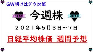 【今週株】今週の日経平均株価予想　2021年5月3日～7日　ＧＷ明けは相場が大きく動く(/ω＼)