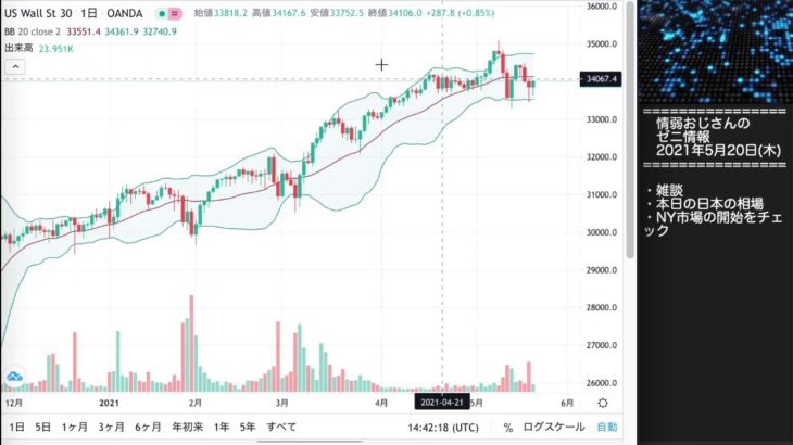 雑談／ひふみを監視するおじさん／日本株／NY市場のOPENチェック  2021年5月20日
