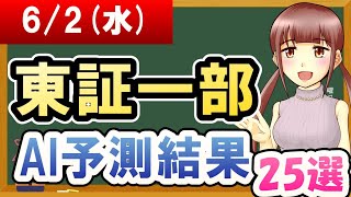 【株価予想】2021年06月02日(水)の東証一部AI予測結果【金十字まどか】