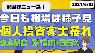 [米国株]今日も相場は様子見。個人投資家大暴れ！AMC驚愕の+95%