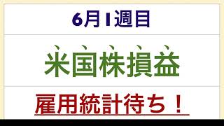 ６月１週目　米国株実現損益　雇用統計待ち！牛歩で上昇していくのか！？