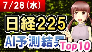 【AI株価予想】2021年07月28日(水)の日経225AI予測結果【金十字まどか】