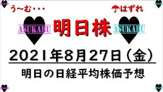 【明日株】明日の日経平均株価予想　2021年8月27日　日経平均株価の下落は今日だった( ﾟДﾟ)　投資に向いていない明日株氏、来週はリベンジなるか