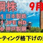 鉄鋼株 JFEの下落はレーティング格下げの影響か？日本製鉄・神戸製鋼はチャートは順調なるも、日経平均のチャートと似た動きであることに注意しポジションコントロールすべきか