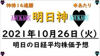 【明日株】明日の日経平均株価予想　2021年10月26日　14連勝でもう止まらない(/ω＼)