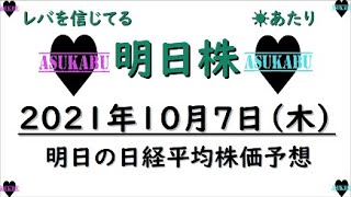 【明日株】明日の日経平均株価予想　2021年10月7日　ようやく反発した日経平均株価(/ω＼)　明日から倍返しだ！