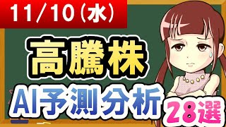 【株価予想】2021年11月10日(水)の高騰株AI予測分析【金十字まどか】