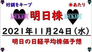 【明日株】明日の日経平均株価予想　2021年11月24日　予想的中で順調な立ち上がり(/ω＼)