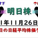 【明日株】明日の日経平均株価予想　2021年11月26日　日経が想定以上の急落で明日株の分析が崩壊