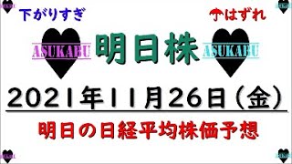 【明日株】明日の日経平均株価予想　2021年11月26日　日経が想定以上の急落で明日株の分析が崩壊