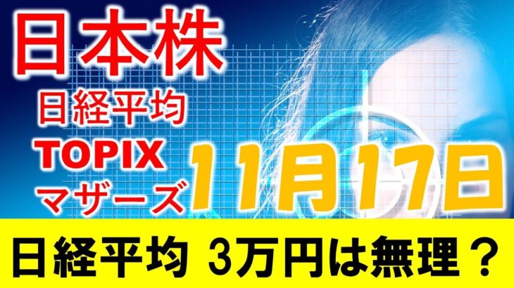 日本株 日経平均は3万円を目前に反落？マザーズに動きあり。