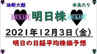 【明日株】明日の日経平均株価予想　2021年12月3日　株価の変動に振り回されないこと！