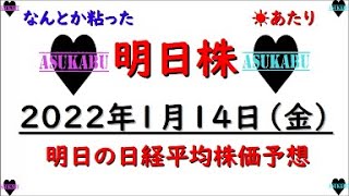 【明日株】明日の日経平均株価予想　2022年1月14日　金曜日の明日株(/ω＼)　来週は下落に注意！