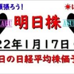 【明日株】明日の日経平均株価予想　2022年1月17日　明日は倍返し(/ω＼)