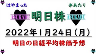 【明日株】明日の日経平均株価予想　2022年1月24日　予想は当たるもマイナス(@_@)　自分を信じる！