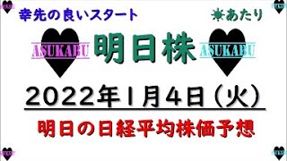 【明日株】明日の日経平均株価予想　2022年1月4日　今日から明日株は！今年もやります！