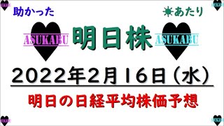 【明日株】明日の日経平均株価予想　2022年2月16日　ここからレバレッジで倍返しだ(/ω＼)