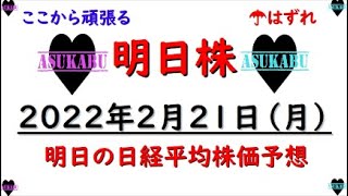 【明日株】明日の日経平均株価予想　2022年2月21日　ここからここから！