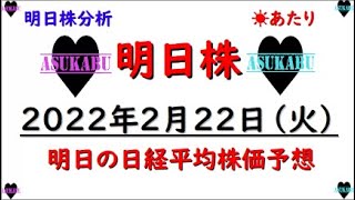 【明日株】明日の日経平均株価予想　2022年2月22日 2ばっかりの日の巻