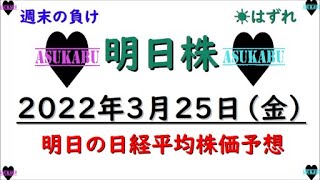 【明日株】明日の日経平均株価予想　2022年3月25日　実は週末はあまり強くない明日株の巻