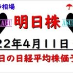 【明日株】明日の日経平均株価予想　2022年4月11日 フラフラ相場についていけない(/ω＼)