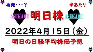 【明日株】明日の日経平均株価予想　2022年4月15日　再発・・・？明日株氏老いを感じるの巻(/ω＼)