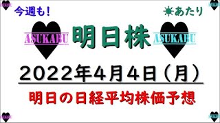 【明日株】明日の日経平均株価予想　2022年4月4日　６連勝(/ω＼)