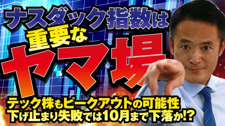 【グローバルマクロ戦略】ナスダック指数は重要なヤマ場！テック株もピークアウトの可能性！下げ止まり失敗では10月まで下落か！？