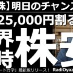 【日本株－明日のチャンス銘柄】世界同時株安！日経平均は25,000円割る？　今晩、米PPI(生産者物価指数)が発表された。結果は悪くなかったが、株はほとんど上がっていない。このまま世界同時株安に突入？