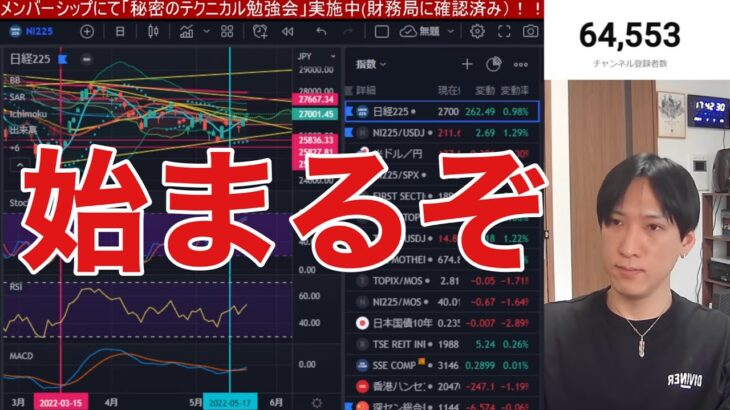 【5/23】日本株の上昇期間限定。ボーナスステージで稼ぐ！！米国株の下落いつ止まる？ナスダック、レバナスどうするんホンマ⁉円高進行で日経平均に追い風。ビットコイン戻すか？