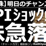 【日本株－明日のチャンス銘柄】CPIショック！株急落！　11日夜に発表されたCPIでは、予想値を上回る物価上昇が確認され、株価が急落、金利上昇、ドル買いが見られた。この後どうなるか、継続観察が必要だ。