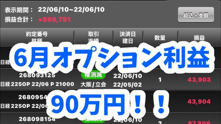 【22】6月オプション 利益公開！日経225オプション【有料級】初心者が、実は1番FIREしやすい！儲かる　資産が増える　急落　日経平均　急騰　暴騰　ビットコイン　バイナリー　株　失敗　大損　レバナス