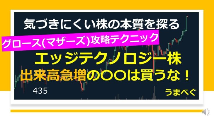 435【グロースマザーズ攻略テクニック　エッジテクノロジー株　出来高急増の〇〇は買うな！】20220615 #エッジテクノロジー #グロース　#マザーズ #エッジ #株の初心者　#デイトレ #株式投資