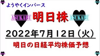 【明日株】明日の日経平均株価予想　2022年7月12日　ようやくインバに花が咲く！　でもすぐ手放した！の巻