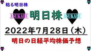 【明日株】明日の日経平均株価予想　2022年7月28日　明日で決める！