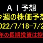 『AI予想』今週の株価予想（2022/7/18～7/22）