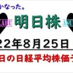 【明日株】明日の日経平均株価予想　2022年8月25日　ギャンブル投資家じゃない(/ω＼)