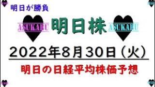 【明日株】明日の日経平均株価予想　2022年8月30日　明日が最後の勝負(/ω＼)