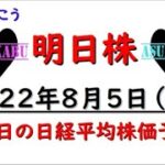 【明日株】明日の日経平均株価予想　2022年8月5日　初心に帰るの巻(/ω＼)