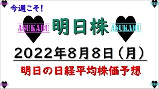 【明日株】明日の日経平均株価予想　2022年8月8日 記録用です( ;∀;)