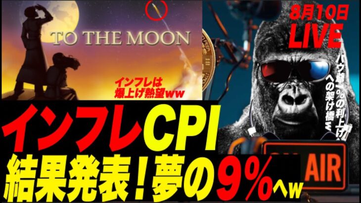 【緊急号外】米インフレCPI発表！夢の9％へGO To！w 現実的には8.9%熱望！これで絶叫系大暴落第4章が始まるか？！