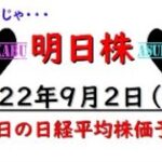 【明日株】明日の日経平均株価予想　2022年9月2日 投資に麻痺した明日株の巻(/ω＼)