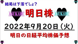 【明日株】明日の日経平均株価予想　2022年9月20日　結局下がるんでしょ？の巻(/ω＼)