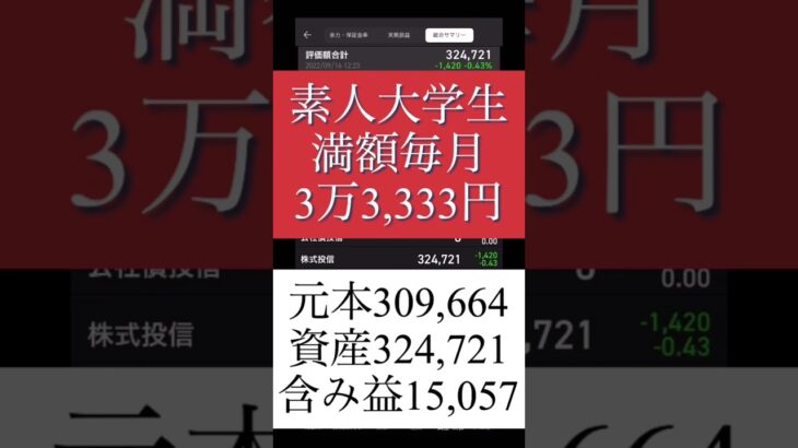 【積立NISA・8ヶ月目】素人大学生が毎月満額積み立て投資した結果！！【9月16日時点前日比】eMAXIS Slim 米国株式(S&P500)