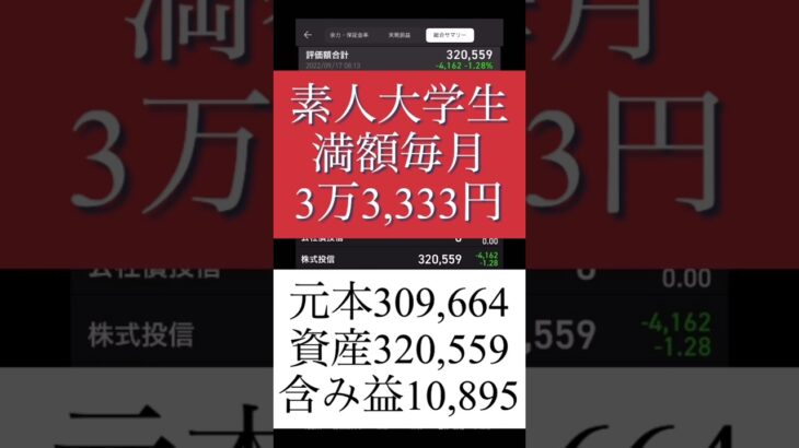 【積立NISA・8ヶ月目】素人大学生が毎月満額積み立て投資した結果！？【9月17日時点前日比結果】