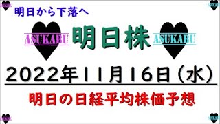 【明日株】明日の日経平均株価予想　2022年11月16日 ３連勝の巻(/ω＼)